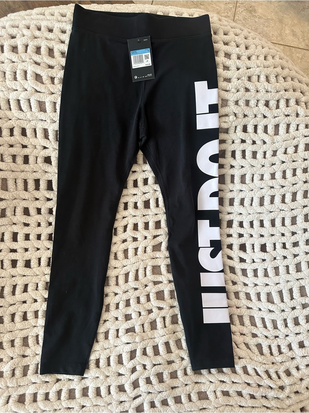 Black Nike Leggings with White Side Logo